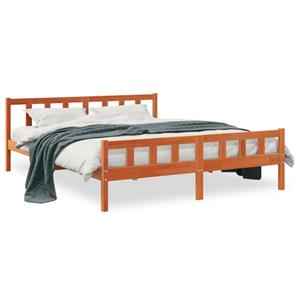 VidaXL Bedframe met hoofdbord massief grenenhout wasbruin 160x200 cm