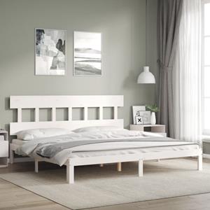 VidaXL Bedframe met hoofdbord massief hout wit 200x200 cm