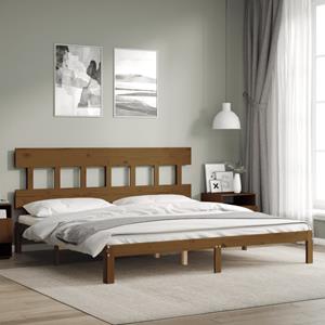 VidaXL Bedframe met hoofdbord massief hout honingbruin 200x200 cm