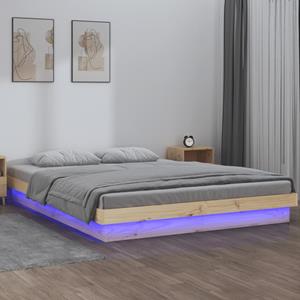 VidaXL Bedframe LED massief hout 135x190 cm