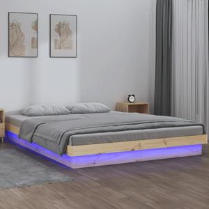 VidaXL Bedframe LED massief hout 140x190 cm