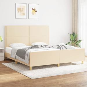 VidaXL Bedframe met hoofdeinde stof crèmekleurig 180x200 cm