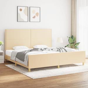 VidaXL Bedframe met hoofdeinde stof crèmekleurig 200x200 cm