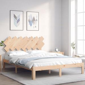 VidaXL Bedframe met hoofdbord massief hout 140x190 cm