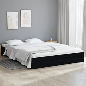 VidaXL Bedframe massief hout zwart 120x190 cm