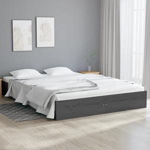 VidaXL Bedframe massief hout grijs 135x190 cm