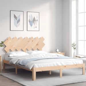 VidaXL Bedframe met hoofdbord massief hout 140x200 cm