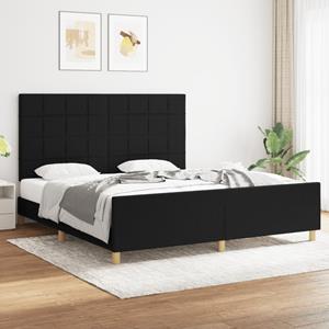 VidaXL Bedframe met hoofdeinde stof zwart 180x200 cm