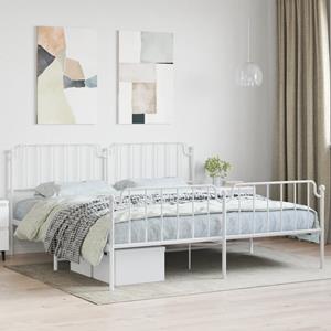 VidaXL Bedframe met hoofd- en voeteneinde metaal wit 200x200 cm