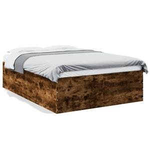 VidaXL Bedframe bewerkt hout gerookt eikenkleurig 140x190 cm