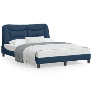 VidaXL Bedframe met hoofdbord stof blauw 140x190 cm