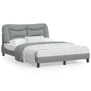 VidaXL Bedframe met hoofdbord stof lichtgrijs 140x200 cm