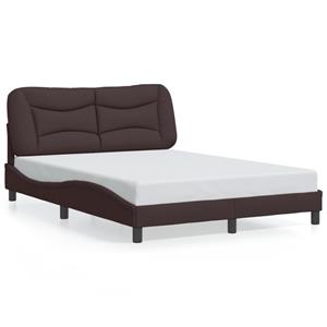 VidaXL Bedframe met hoofdbord stof donkerbruin 140x200 cm