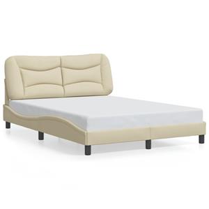 VidaXL Bedframe met hoofdbord stof crèmekleurig 140x200 cm