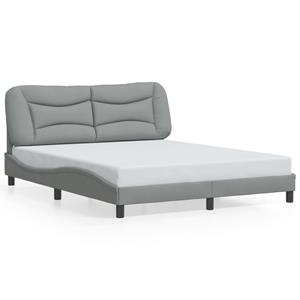 VidaXL Bedframe met hoofdbord stof lichtgrijs 160x200 cm