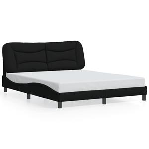 VidaXL Bedframe met hoofdbord stof zwart 160x200 cm