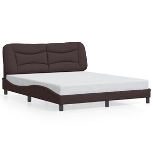 VidaXL Bedframe met hoofdbord stof donkerbruin 160x200 cm