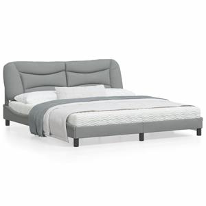 VidaXL Bedframe met hoofdbord stof lichtgrijs 180x200 cm