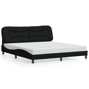 VidaXL Bedframe met hoofdbord stof zwart 180x200 cm