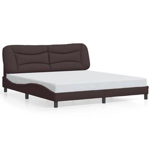 VidaXL Bedframe met hoofdbord stof donkerbruin 180x200 cm