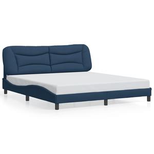 VidaXL Bedframe met hoofdbord stof blauw 180x200 cm