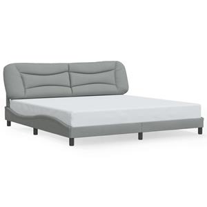 VidaXL Bedframe met hoofdbord stof lichtgrijs 200x200 cm