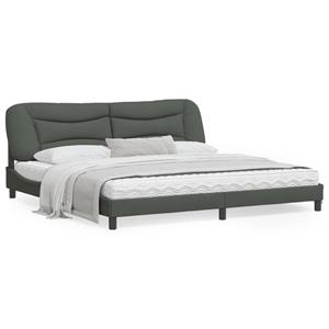 VidaXL Bedframe met hoofdbord stof donkergrijs 200x200 cm