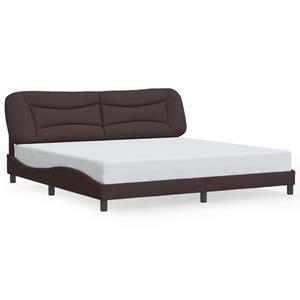 VidaXL Bedframe met hoofdbord stof donkerbruin 200x200 cm