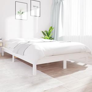 VidaXL Bedframe massief grenenhout wit 135x190 cm