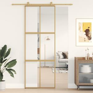 VidaXL Schuifdeur 76x205 cm helder ESG-glas en aluminium goudkleurig