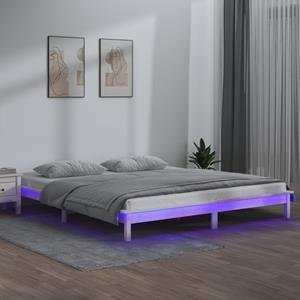 VidaXL Bedframe LED massief hout wit 120x200 cm