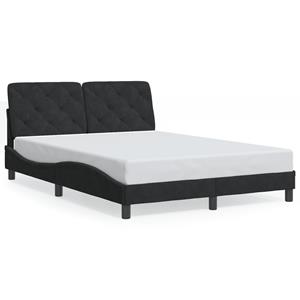 VidaXL Bedframe met hoofdeinde fluweel zwart 140x190 cm