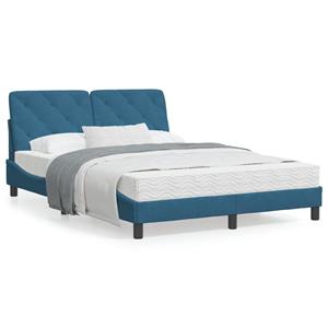 VidaXL Bedframe met hoofdeinde fluweel blauw 140x190 cm