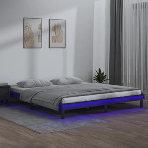 VidaXL Bedframe LED massief hout grijs 120x200 cm