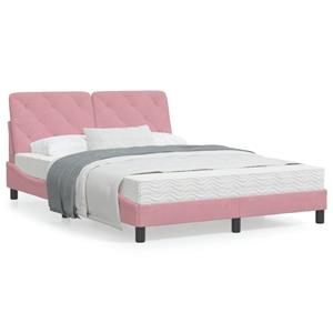 VidaXL Bedframe met hoofdeinde fluweel roze 140x190 cm