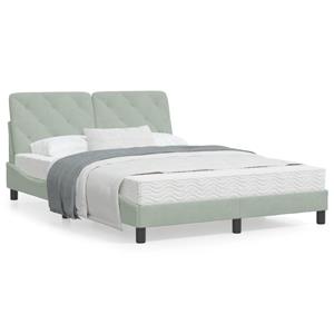 VidaXL Bedframe met hoofdeinde fluweel lichtgrijs 140x200 cm