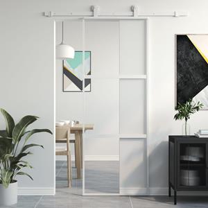 VidaXL Schuifdeur 76x205 cm gehard glas en aluminium wit