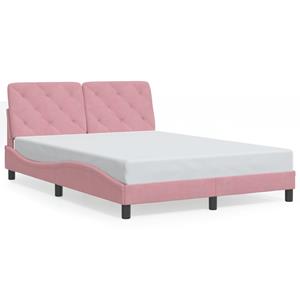 VidaXL Bedframe met hoofdeinde fluweel roze 140x200 cm