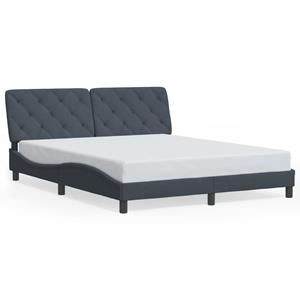 VidaXL Bedframe met hoofdeinde fluweel donkergrijs 160x200 cm