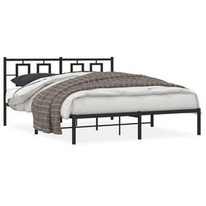 VidaXL Bedframe met hoofdbord metaal zwart 150x200 cm