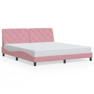 VidaXL Bedframe met hoofdeinde fluweel roze 180x200 cm