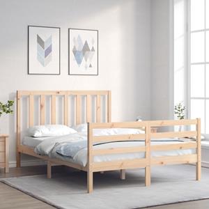 VidaXL Bedframe met hoofdbord massief hout 140x190 cm