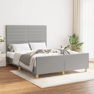 VidaXL Bedframe met hoofdeinde stof lichtgrijs 140x200 cm