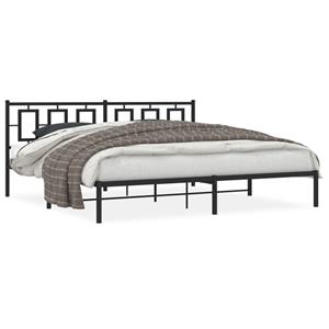 VidaXL Bedframe met hoofdbord metaal zwart 200x200 cm