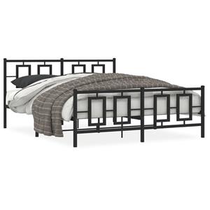 VidaXL Bedframe met hoofd- en voeteneinde metaal zwart 150x200 cm