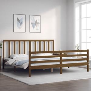 VidaXL Bedframe met hoofdbord massief hout honingbruin 200x200 cm