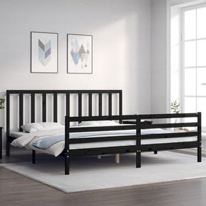 VidaXL Bedframe met hoofdbord massief hout zwart 200x200 cm