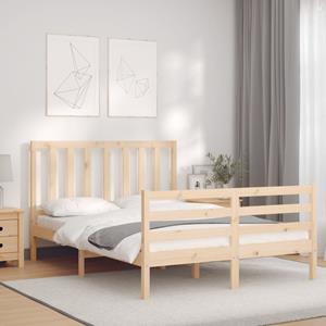 VidaXL Bedframe met hoofdbord massief hout 140x190 cm