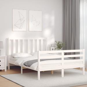 VidaXL Bedframe met hoofdbord massief hout wit 140x190 cm