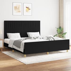 VidaXL Bedframe met hoofdeinde stof zwart 160x200 cm